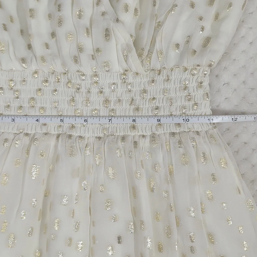 Lilly Pulitzer Christiana Midi Cream Long Sleeve Bishop V-Neck Dress Size 2 - Picture 8 of 12